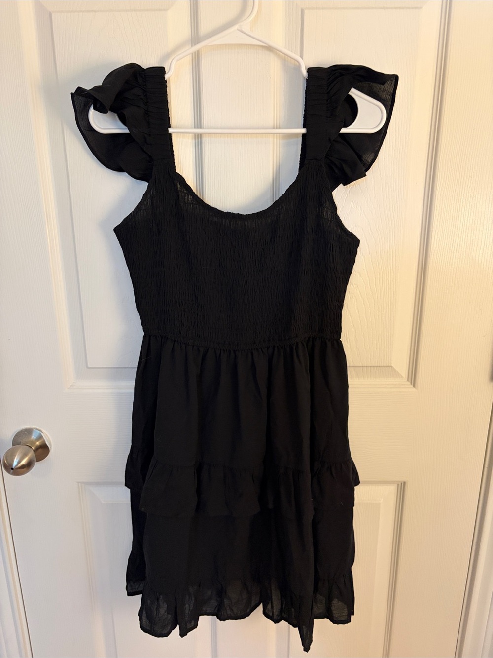 Women's Black Ruffle Strap Casual Sundress